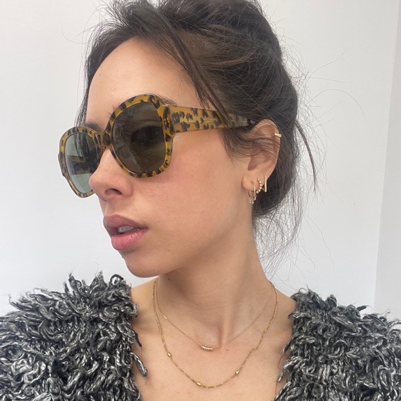 Saint Laurent Brown & Black Cheetah Tortoise Plastic Square Frame Sunglasses - Picture 2 of 13